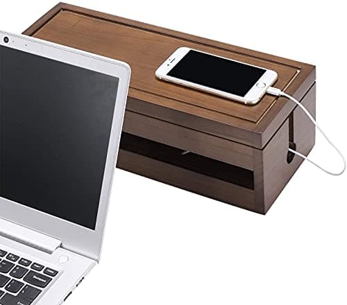 White Whale you think, we bring Cable Management Box Wooden Cord Organizer Box for Extension Cord Power Stripe Surge Protector Wire Management Concealer Organizer Cover Hider for Desktop Home 2