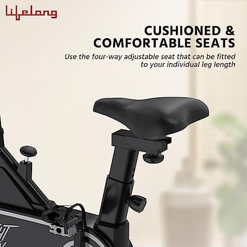 Lifelong Fit Pro Spin Fitness Bike with 7Kg Flywheel, Adjustable Resistance & Heart Rate Sensor for Fitness at Home Workouts|Max Weight Capacity: 120 kg (LLSBB50, Black) 5