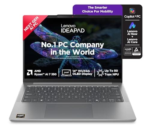 Lenovo IdeaPad Slim 5 AMD Ryzen AI 7 350 (24GB RAM/1TB SSD/14 (35.5cm)/WUXGA OLED/Lenovo AI Now/Copilot+ PC/Windows 11/MSO 365 Basic+Office 2024/1Yr ADP Free/Grey/1.4Kg), 83HX009DIN AI Laptop