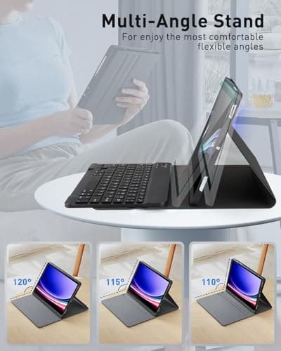 TUNKARMOR Keyboard Case for Lenovo Tab M9 2023/2024 Release 9.0" Tablet (TB-310FU/TB-310XU) - Mouse and Detachable Keyboard PU Leather Cover Case Auto Sleep/Wake - Black 4