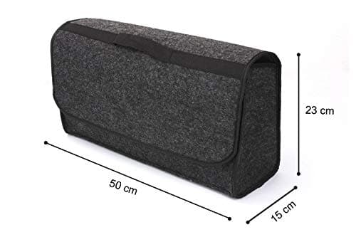 House of Quirk Car Trunk Organizers Large Anti Slip Car Trunk Compartment Boot Cleaning Supplies Storage Organizer Utility Tool Bag (Dark Grey) (Felt) 4