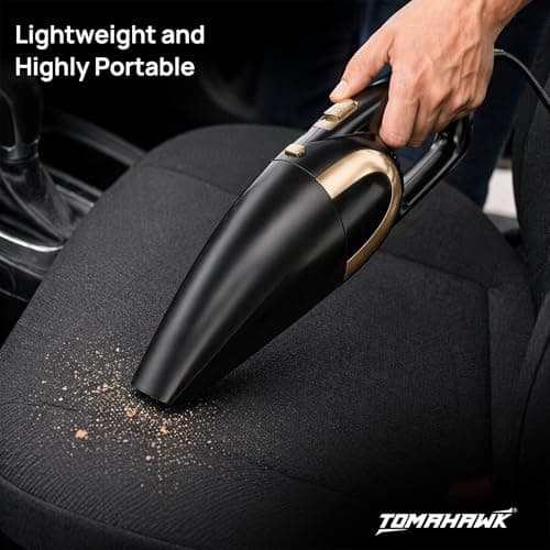Tomahawk® Electric Car Vaccum Cleaner for Car & Wet Cleaning with Suction Power 5000pa | 4.5 Meter Power Cord Cable -12V DC Supply | 120 W Rated Power | 150ml Dust Cup Capacity (Electric) 2