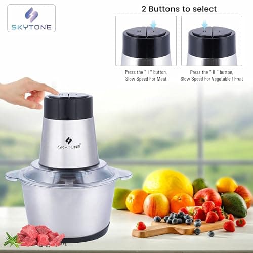 SKYTONE Electric Chopper, Meat Chopper With Stainless Steel Bowl Heavy 700W Motor - 2 Speed Modes For Kitchen Food Processor, Meat, Vegetables, Onion, Mince (3L) 4