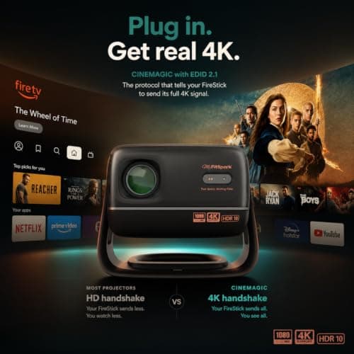 MyFitSpark CINEMAGIC 102 Pro Native 1080p Projector 4k Ultra HD Support 4