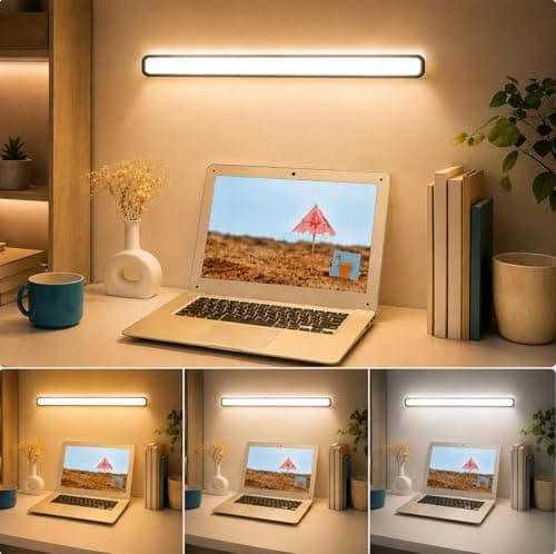 FLYNGO 3 Color LED Rechargeable Touch Lamp, Magnetic Stick-On Cabinet Light USB Charging & Adjustable Brightness for Study, Wardrobe, Closet, Desk, Kitchen, Power Cut (1188-30CM)