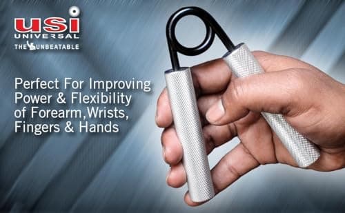 USI UNIVERSAL Steel Heavy Duty Hand Grip Strengthener, Wrist & Forearm Hand Exerciser, Finger Exerciser, Hand Gripper Grip Strength Trainer (Silver-300 lbs/150Kg Weight Capacity) 3