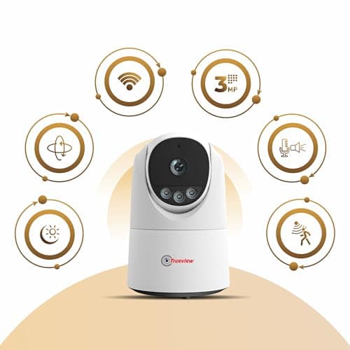 Trueview 3MP WiFi Robot Camera | Baby Monitoring & Home Security | Night Vision | AI Motion Tracking | 360° Pan Tilt | Two-Way Talk | Alexa | T18296S 3