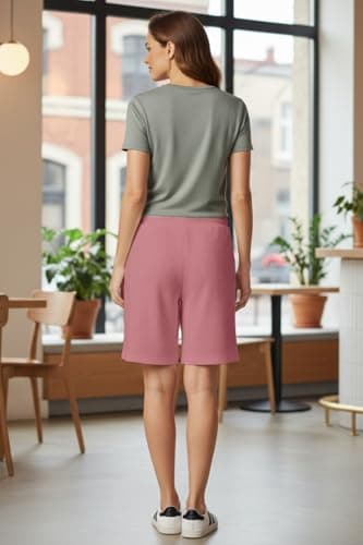 Women's Polyester Solid Pattern Relaxed Fit Outdoor Shorts with Above Knee Length High Rise Waist and Two Pockets || Unisex Shorts || Plus size || Strong Elastic (IN, Numeric, 32, Regular, Pink) 4