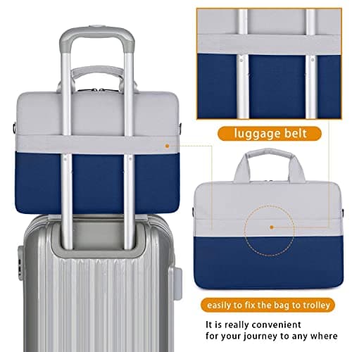 BROGBUS Waterproof Unisex Laptop Slim Sleeve Bag for 15.6 Inch Laptops and Notebooks with Shoulder Strap (Blue) 3