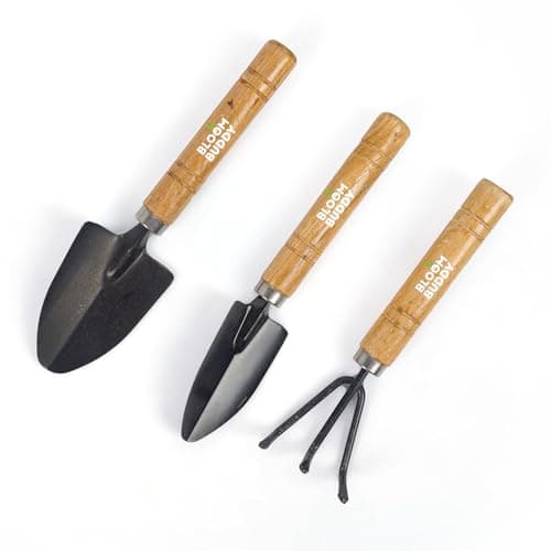 Bloombuddy Mini Gardening Tools Kit (7-inch) – Hand Cultivator, Trowel & Transplanter | Ideal for Home Garden, Bonsai, Succulents & Indoor Plants