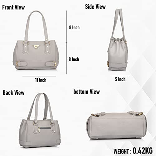 Fostelo Women's Nightingale Satchel Tote Handbag for Women | Ladies Purse | Stylish Shoulder Bag | Gift For Women | Grey 3