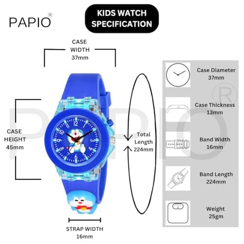 PAPIO® Blue Color Silicone Band Cute Cartoon Design Multi-Function 7 Color Light Analog Wrist Watch for Kids, Children, Boys, and Girls (KD-022) 4