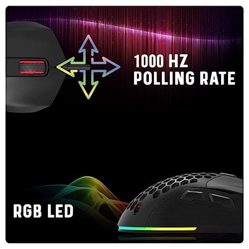 Cosmic Byte Firestorm RGB Wired Gaming Mouse, 67 Grams, 12400DPI, 1000Hz Polling, Pixart 3327 Sensor, 10M Switches, Paracord Cable, Software Support Upgraded PTFE Feet (Black) 4