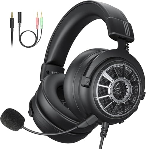 EKSA StarEngine E5000S Gaming Headset for PC, PS4, PS5, Switch, Xbox One, Xbox Series X/S-Wired Gaming Headphones with Detachable Noise Cancelling Mic, 50mm Drivers, 3.5mm Over-Ear Computer Headphones