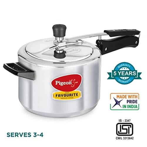 Pigeon by Stovekraft 5 Litre Favourite Aluminium Inner Lid Induction Base Pressure Cooker (Silver) BIS Certified 2