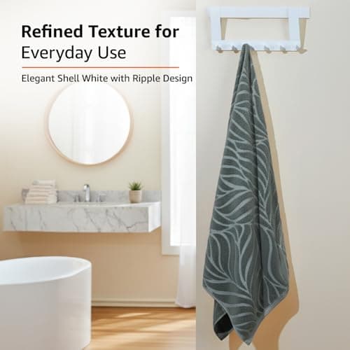 amazon basics Jacquard Ripples Bath Towels, Nature Green 100% Cotton, 500 GSM, 75cm x 150 cm (‎BHE33-BT-NTGN) 4