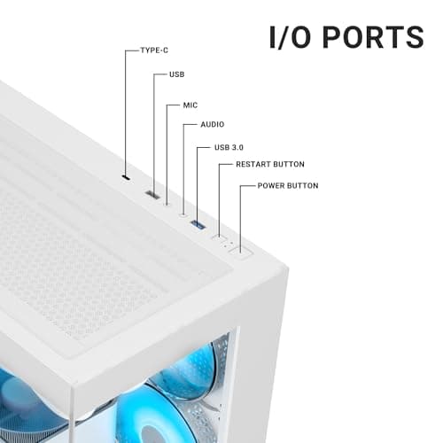 Ant Esports Crystal X7 ATX Computer Case/Gaming Cabinet with Type-C - White | Support ATX, Micro-ATX, Mini-ITX | Pre-Installed 3 M/B Plate Fans, 2 PSU Shroud Fans, 1 Bottom & 1 Rear Fan 4
