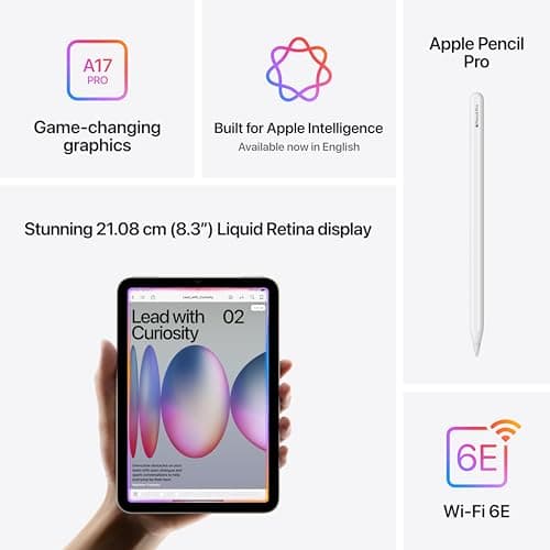 Apple iPad mini (A17 Pro): Apple Intelligence, 21.08 cm (8.3″) Liquid Retina Display, 128GB, Wi-Fi 6E, 12MP Front/12MP Back Camera, Touch ID, All-Day Battery Life — Purple 4