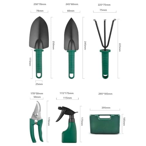 JERN 5 PCs Durable Gardening Hand Tools Kit with Portable Box, Small Garden Planting Tools, Garden Essentials 2