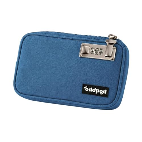 oddpod™ SecurePod Combination Lock Storage Pouch for Valuables | Compact Lockable Organizer for Cash, Passport, Jewelry & Personal Essentials for Home, Travel, Office & Everyday Use - Blue