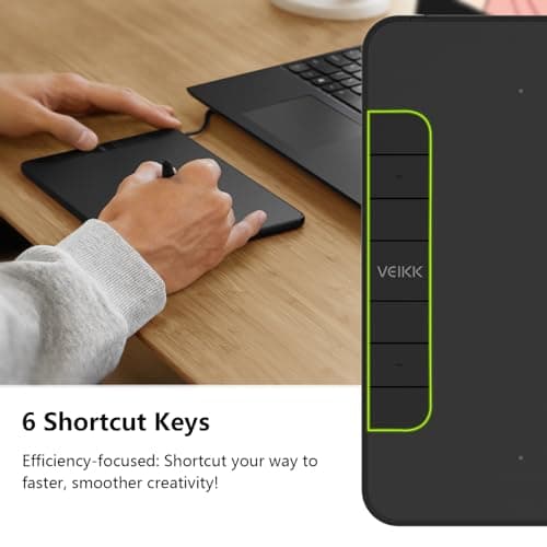 VEIKK VK640 Drawing Tablet 6x4 inch Portable Pen Tablet with 8192 Levels Battery-Free Stylus Graphic Tablet, 6 Shortcuts Keys for Android, Windows, mac OS and Linux, Support Tilt Function 2