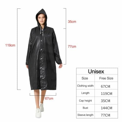 Missby Unisex-Adults Windproof Hooded EVA Poncho Raincoat (Navy Blue) 3