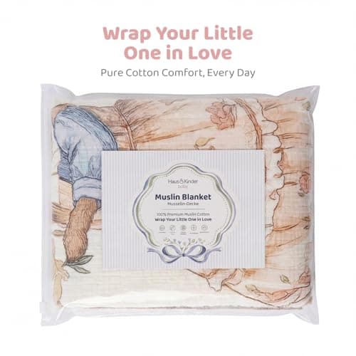 haus & kinder Muslin Blanket for New Born Baby, Soft Breathable Baby Blankets Newborn, Baby Blanket for 0-2 Years, Baby Blanket for Crib Nursery & Stroller, New Born Baby Essentials | Meadow Mates 3