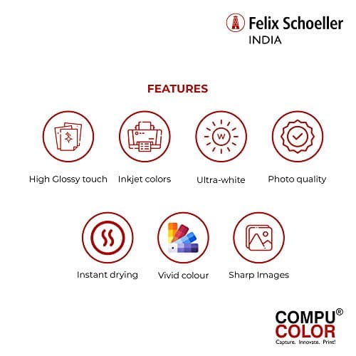COMPUCOLOR- Cast Coated Primo Glossy Photo Paper 180GSM (A4 Size, 20 Sheets, Pack of 1) Bright White| For all Inkjet Printers | Water Proof, Scratch Resistant, Instant Dry, Long Lasting, Vibrant Color 5