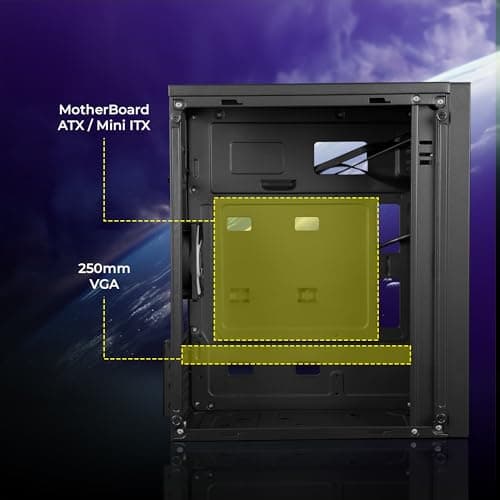 Zebronics Gaming Chassis, Micro ATX/Mini ITX, 80mm Rear Inner Glow Multicolor Fan, USB 3.0, 2X USB Ports, Acrylic Side Panel, Front Panel Multicolor Light Strip, Top-Mounted PSU (Froz) 3