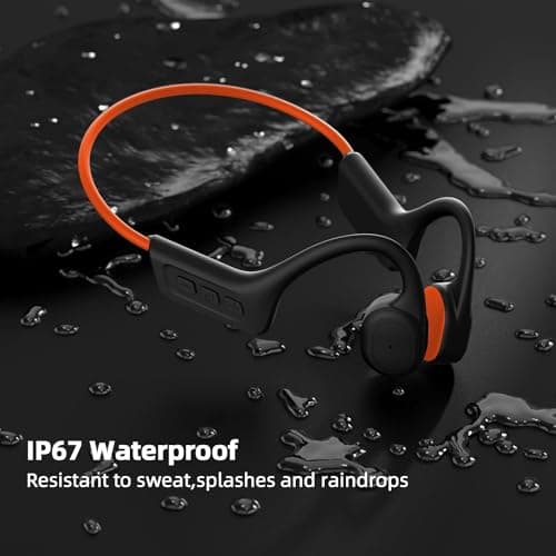 SilisoundTek Bone Conduction Headphones,Upgraded IPX7 Waterproof Wireless Earbuds,Open Ear Headphones Bluetooth 5.3 with Mic,10H Playtime for Running,Cycling,Hiking,Gym,Workout (Light Orange) 4