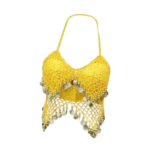Meadawgs® Sequin Crop Top Belly Dance Costume Bra Tops for Nightclub Performance Adult Yellow|Clothing, Shoes & Accessories | Dancewear | Adult Dancewear |1 Sequin Crop Top