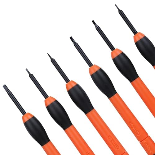 Taparia PSF6 Precision Screwdriver Set, 6 Pieces | Flat/Slotted Tips | High-Grade Alloy Steel Blades with Comfortable Plastic Handles | Sizes: 0.8mm, 1.0mm, 1.2mm, 1.6mm, 2.0mm & 2.5mm 6