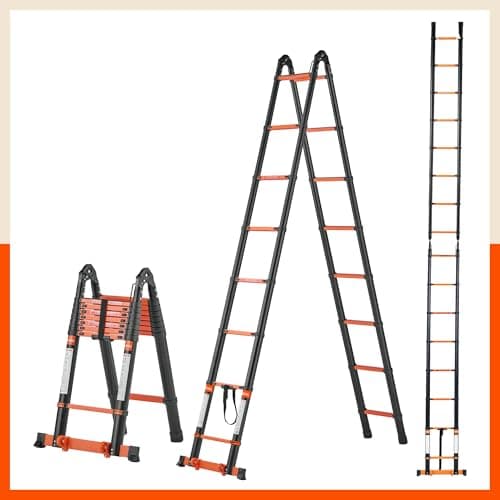 Bathla 20.5 Ft A-Type Foldable Steel Telescopic Ladder with Support Wheels | Portable, Compact & Multipurpose Ladder for Home, Industrial and Outdoor Use 2