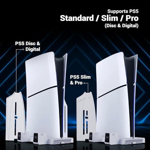 ZEBRONICS PS5SC,Vertical PS5 Docking Station, 5000RPM 3 Level Fan, 2X Dual Sense 3H Rapid Charging Dock, Headset Hanger, 14x Disk Holder, RGB, Supports PS5 Standard | Slim | Pro (Disk & Digital) 2