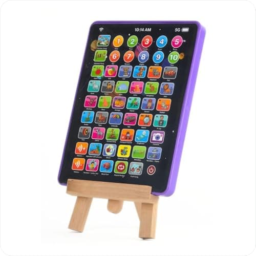 Vidhyapati Screen Free Educational Tablet Tab Toy for Kids | Tablet with Musical Counting, Transport, Alphabet, Rhymes, Camera | Learning Toys | Hindi & English | Age 1/2+ (Tablet Big 14 Functions)