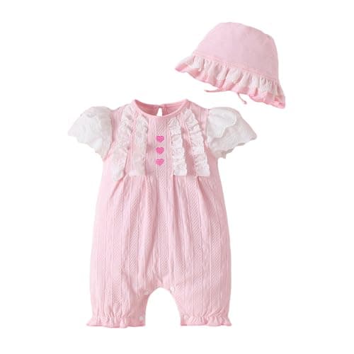 Hopscotch Girls Short Sleeves Pink Angel Wings Romper For Ages (0-3 Months)