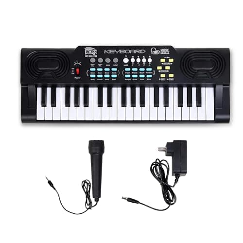 INTERN Digital Electronic Piano Keyboard | LED Display, Mic & Adapter | Music Keyboard for Kids & Beginners with 8 Rhythms, 8 Tones, 22 Demo Songs & 4 Percussions Sounds. (3701-KB)