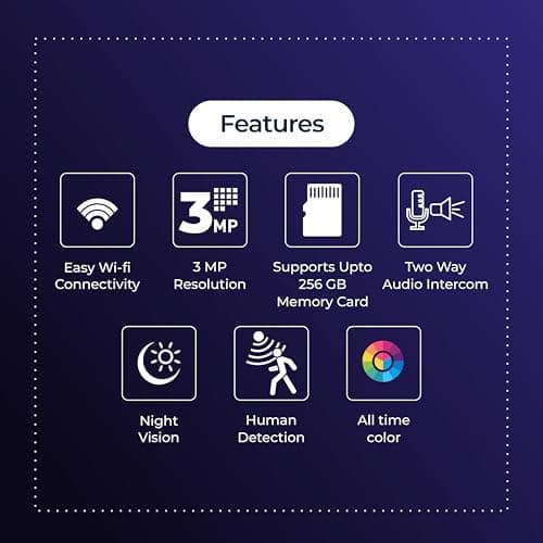 Trueview 3MP All Time Color Wi-Fi Smart Bullet CCTV Security Camera for Home, Shop, Office | Two-Way Audio | Human Detection IP66 Waterproof Supports Upto 256GB Memory Card | Alexa Compatible T18295S 4