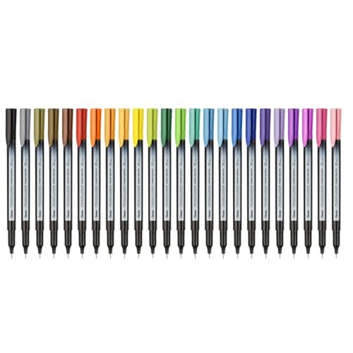 Pentel S40 Pointliner Marker Set | Durable Tip & Non-Toxic Ink | Waterbased Fade Resistant Pigment Ink | Ideal for Craft, Drawing, Writing & Marking, 24 Shades (Multicolor)