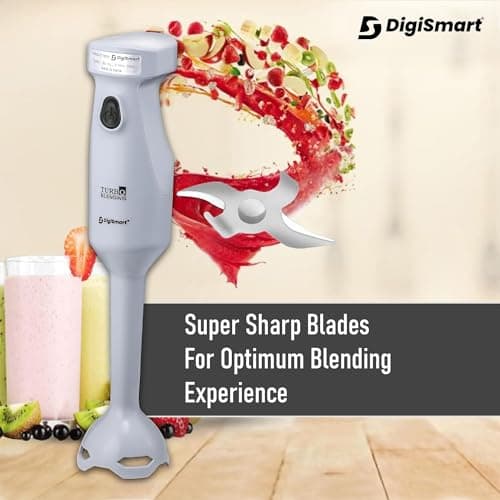 DIGISMART DURA Hand Blender 300 W Powerful Super Silent Copper Motor Anti-Splash Technology Turbo Function Stainless Steel Stem for Hot/Cold Blending Hand Blender (Grey) 2
