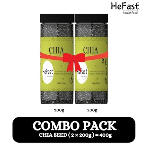 HeFast Chia Seeds 400g (2 × 200g) | Raw, Natural, Non-GMO, Gluten-Free Superfood | High in Omega-3, Fiber & Protein | Vegan, Keto Friendly | Ideal for Smoothies, Baking, and Healthy Recipes 2