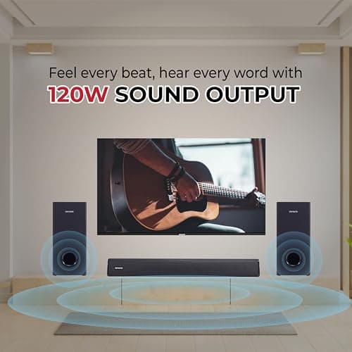 Aiwa Signature Sound | Soundbar with Bluetooth V5.3 and Powerful Bass, 5.25 Inches Subwoofer, 2.1 Channel with Remote Control, SD Card HDMI AUX USB 120W Surround Sound | KANDO - AW-SSB120 (Black) 5