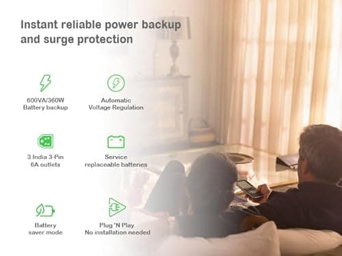 APC Back-UPS BX600C-IN 600VA / 360W, 230V, UPS System, an Ideal Power Backup & Protection for Home Office, Desktop PC & Home Electronics 2