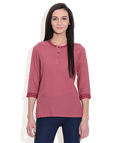 TRIBES INDIA Women's Cotton Regular Kurta (2TXWOMRJ0577_E_S_Pink_X-Large)