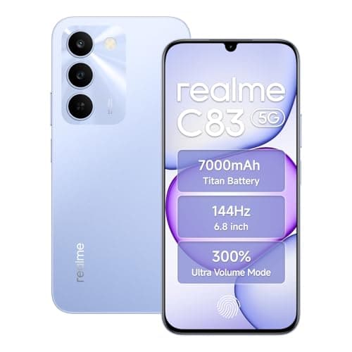 realme C83 5G Smartphone 7000mAh Titan Battery Dimensity 6300 Processor 6.8 Inch 144Hz Display 4GB RAM 64GB ROM Android 16, IP64 Waterproof Support AI Camera, Dual SIM, GPS, WiFi Purple