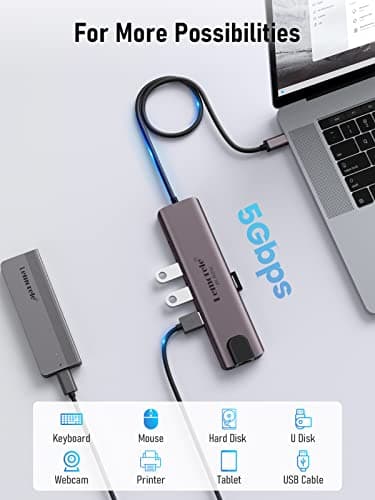 Lemorele USB C Hub Multiport Adapter 10 in 1, USB C Docking Station for MacBook with HDMI 4K@60Hz, Ethernet, 4*USB-A and USB-C Data Port, 100W PD, SD/TF Port, Suitable for Surface/Dell/HP 4