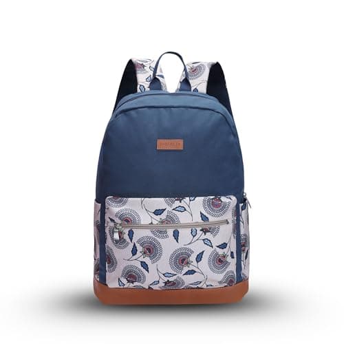 Protecta | Fusion | Backpack | Blue & Floral Print | For MacBook & Laptops | College Office | Travel | Made in India | Lightweight | Durable | Women
