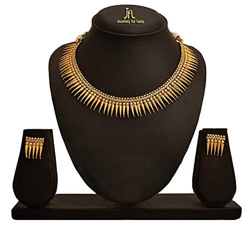 JFL - Jewellery for Less Traditional Modern 1g Gold Plated Divine Sun Rays Necklace Set with Earrings for Women and Girls,Valentine 3