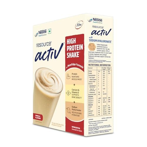 RESOURCE Nestlé Active, High Protein Shake with New Edge Formula, Vanilla Flavour, Strengthens Muscles, Bones, Immune System, Improves Skin 400g Bag-in-box pack. 4