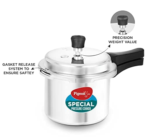 Pigeon By Stovekraft 12260 Induction Base Outer Lid Aluminium Pressure Cooker, 3Liters, Silver 3